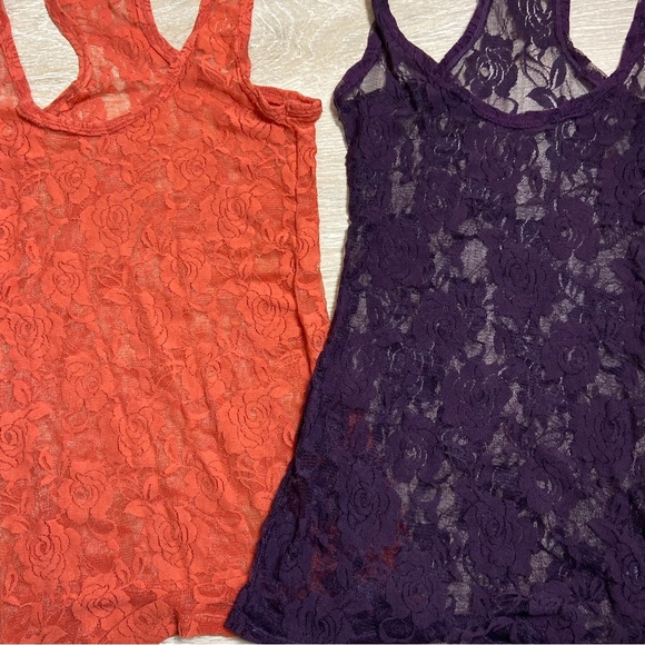 Lace Racerback Tank Top Set - Orange and Purple XSML Layering basics. - Picture 2 of 6